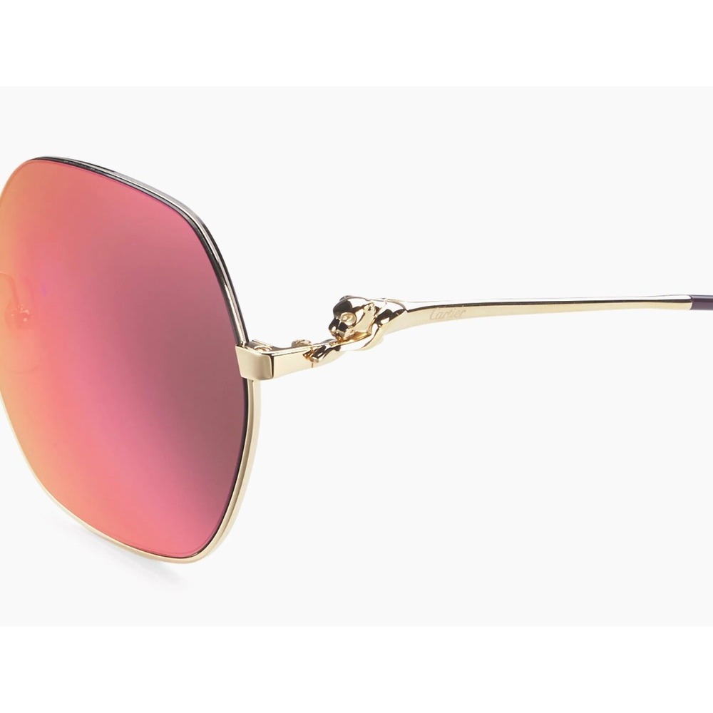 Cartier 58mm Panthère de Cartier Hexagonal Sunglasses. New Full Kit. Msrp $1295 - Picture 4 of 13